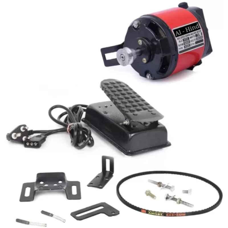 Al Hind 50W 6500rpm 220V Red & Black Sewing Machine Motor Set with Foot Controller, LIGHT51