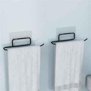 Plantex Self Adhesive Napkin Holder for wash Basin Hand Towel Holder/Towel Hanger for Bathroom Accessories (Pack of 2) Black