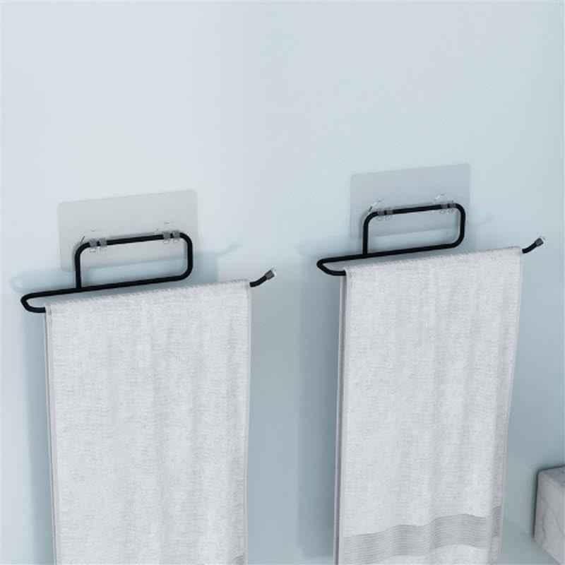 Plantex Self Adhesive Napkin Holder for wash Basin Hand Towel Holder/Towel Hanger for Bathroom Accessories (Pack of 2) Black