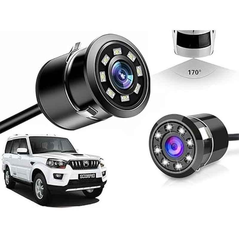 Auto Pearl 8 LED Black Waterproof & Shockproof HD Night Vision Car Reverse Parking Camera for Mahindra Scorpio 2014-2017