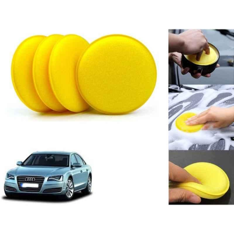 Auto Pearl Polyurethane Beige Washing & Waxing Polish Foam Sponge for A8 (Pack of 4)