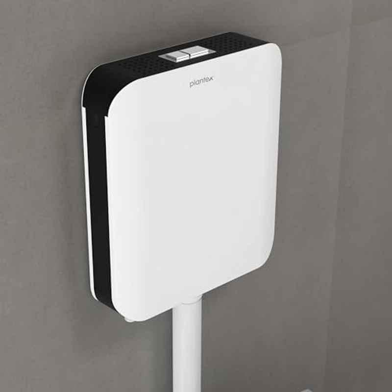 Plantex 7 Litre Polypropylene White & Black Cistern Flush Tank for Bathroom, APS-4506