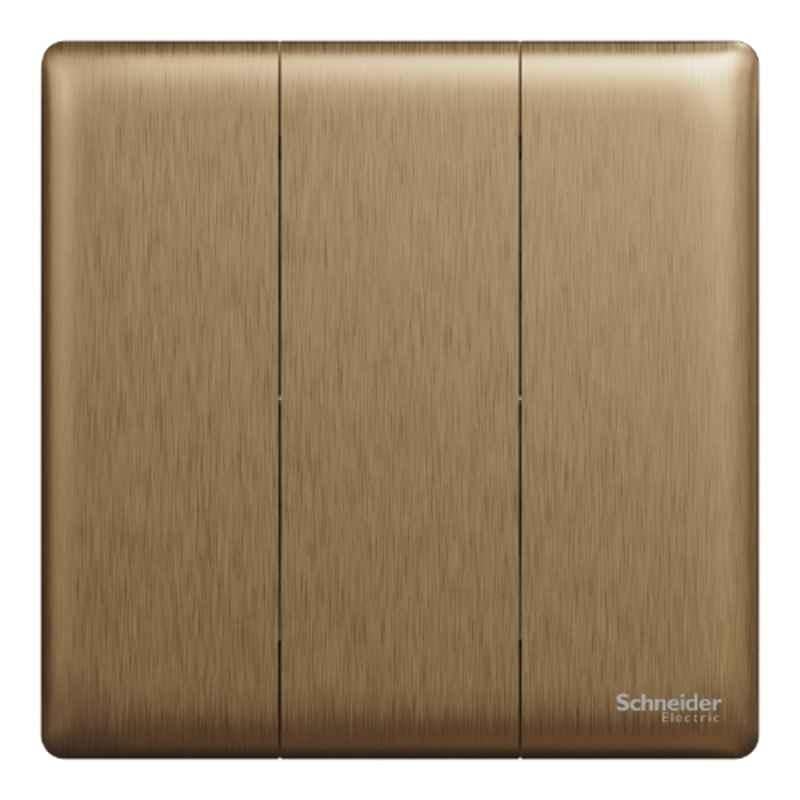 Schneider Electric Unica X 16A 250V 1 Way 3 Gangs Dark Bronze Switch, NUX33_1_DB