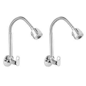 Acrome MAX Brass Chrome Finish Flexible Kitchen Sink Cock with Rain Spray Spout & Faucet Spout Flange (Pack of 2)