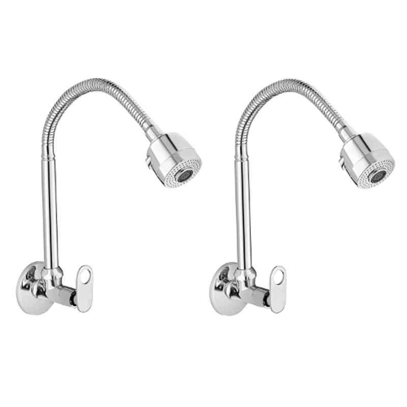 Acrome MAX Brass Chrome Finish Flexible Kitchen Sink Cock with Rain Spray Spout & Faucet Spout Flange (Pack of 2)
