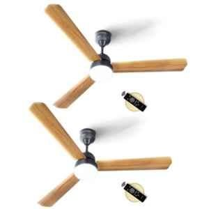 Longway Luminair Max 28W 5 Star Golde Birch 3 Blades BLDC Ceiling Fan with Remote Control & LED Light, Sweep: 1200 mm (Pack of 2)