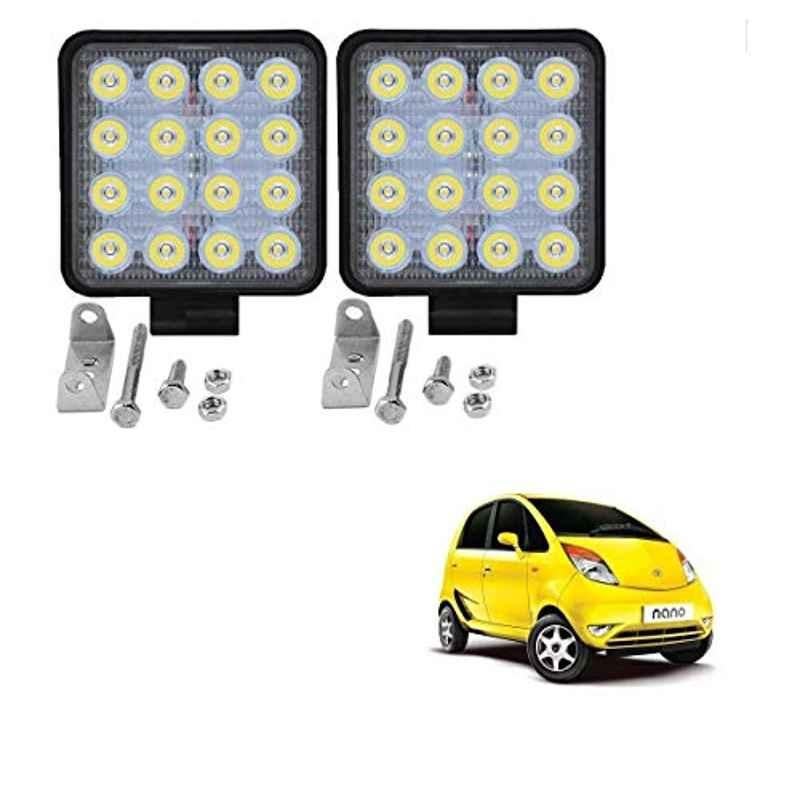 Kozdiko 2 Pcs 48W 16 LED White Bright Beam Square Fog Light Set for Tata Nano, koz_92746