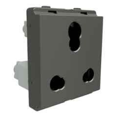 Schneider Electric Livia 6-16A 3 Pin 2 Module Painted Grey Socket Outlet with Shutter, P2106_PG