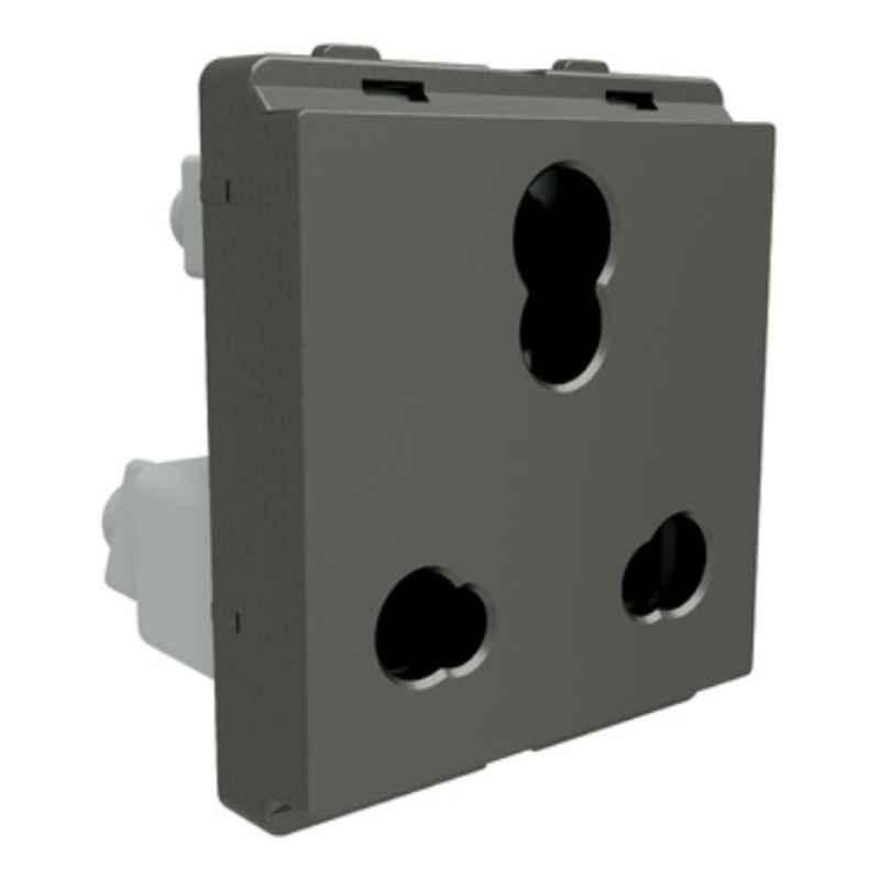Schneider Electric Livia 6-16A 3 Pin 2 Module Painted Grey Socket Outlet with Shutter, P2106_PG