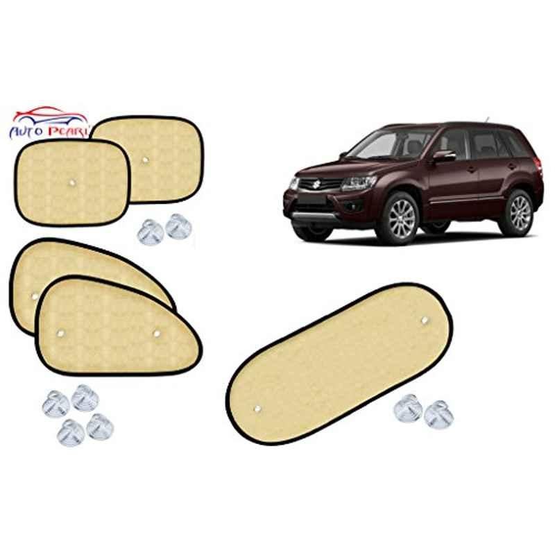 Auto Pearl 5 Pcs PVC & Mesh Beige Window & Rear Sun Shade Set for Maruti Suzuki Grand Vitara, Chipkoo_Beige5_Grand Vitara