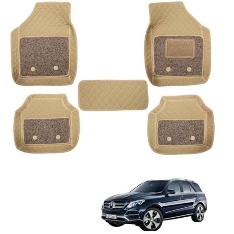 Kozdiko 5 Pcs Waterproof & Luxury 7D Beige Leatherette Car Floor Mats Set for Mercedes Benz GLE-Class
