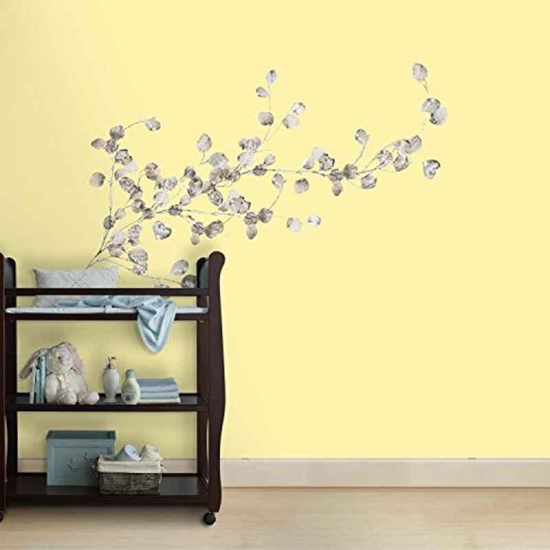 Asian Paints W071D49GY45 Nilaya Vinyl Silver Dollar Branch Giant Self Adhesive Wall Sticker, HPCA4567