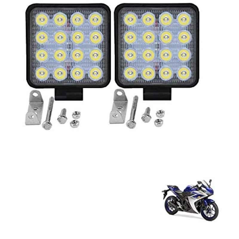 Kozdiko 2 Pcs 48W 16 LED Square Bright Beam White Fog Light Set for Yamaha YZF R3, koz_92855