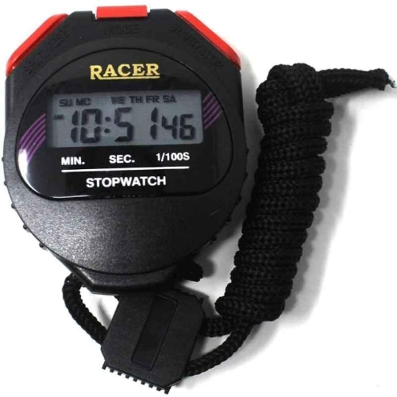 GLS Racer Plastic Black Alarm Handheld LCD Digital Stop Watch