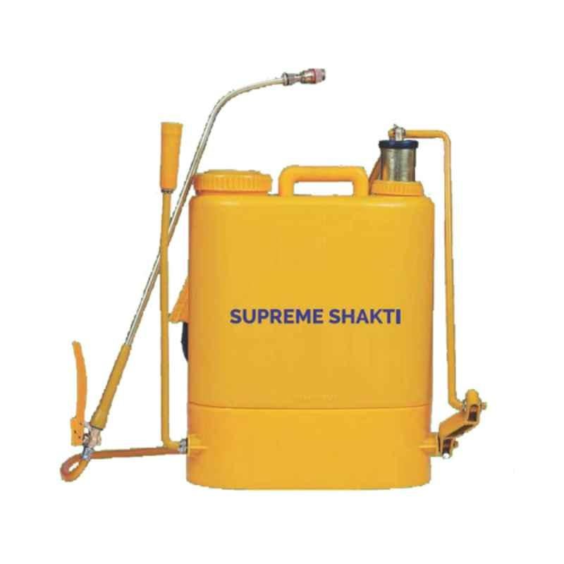 FarmEarth Supreme Shakti 16L Yellow Plastic Heavy Duty Manual Agriculture Sprayer with Brass Chamber & Brass Nozzle