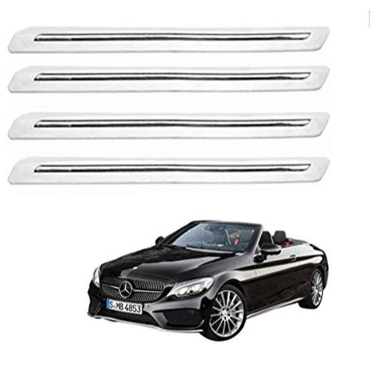 Kozdiko 4 Pcs PVC White Car Bumper Protector Set with Chrome Strip for Mercedes Benz E-Class
