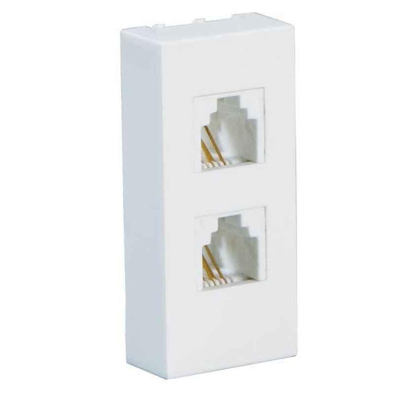 Havells Oro 5A DC Polycarbonate Pure White 2G Telephone Socket, AHOKROW112