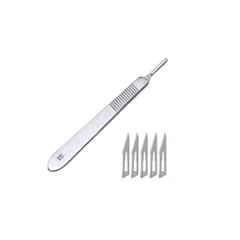 Forgesy 5 Pcs Carbon Steel Silver Surgical Scalpel Blades with Stainless Steel BP Handle Set, HGY_103