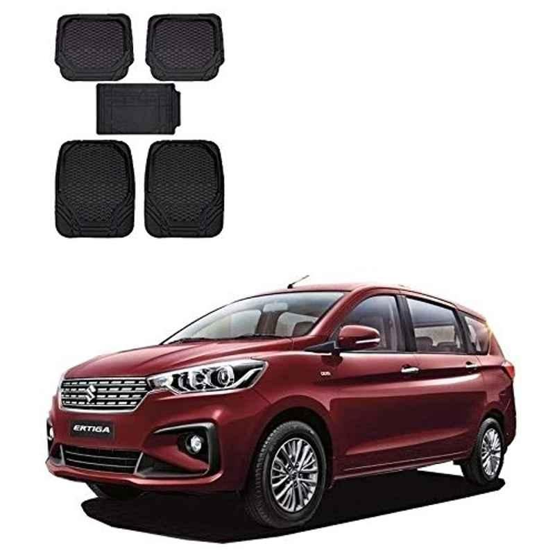 Kozdiko 8855TW 5 Pcs Rubber Black Rubber Car Mat Set for Maruti Suzuki Ertiga Nov 2018-Present