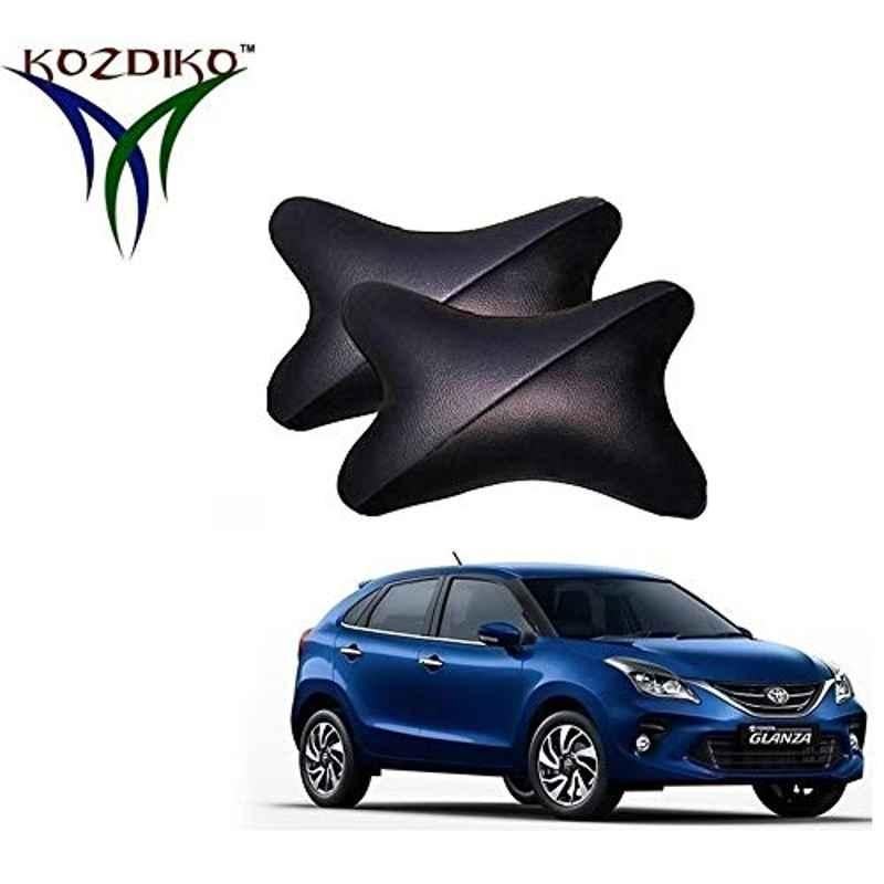Kozdiko 2 Pcs Grey & Black Car Neck Rest Pillow Cushion Set for Toyota Glanza