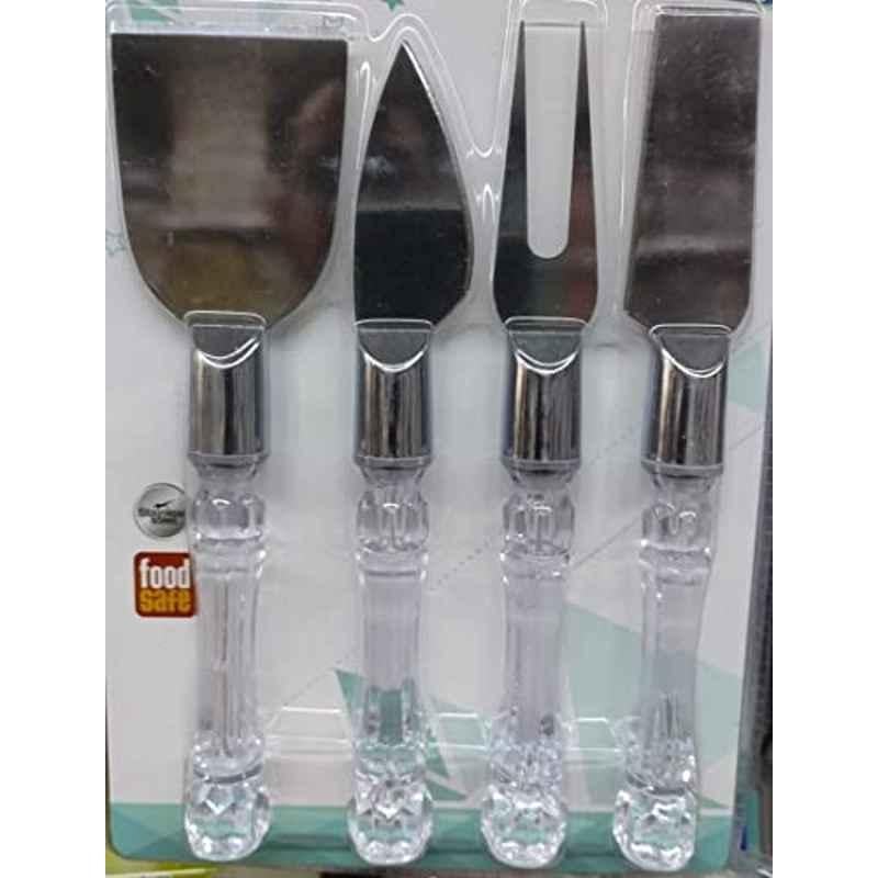 Abbasali 4 Pcs Cheese Knife Spreader Set with Crystal Handle