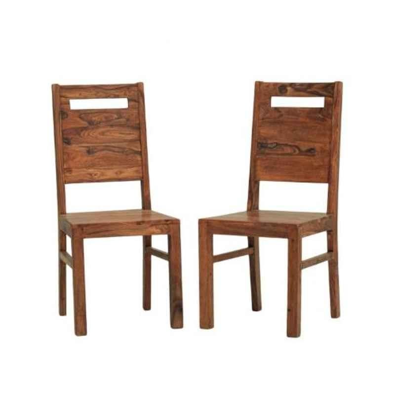 Angel Furniture 2 Pcs 39x18x18 inch Honey Finish Wood Sitting Chair Set, AC-05