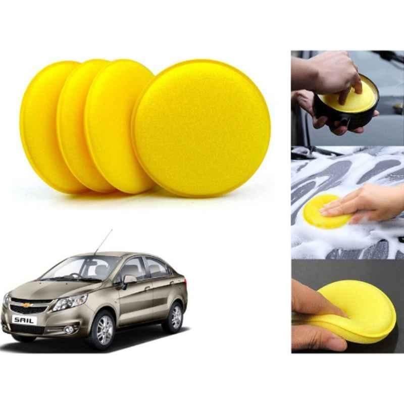 Auto Pearl Polyurethane Beige Washing & Waxing Polish Foam Sponge for Sail Type2 (Pack of 4)