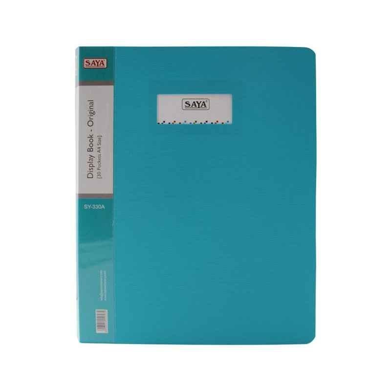 Saya SY330A Aqua Blue 30 Pockets A4 Display Book, Weight: 220 g (Pack of 20)