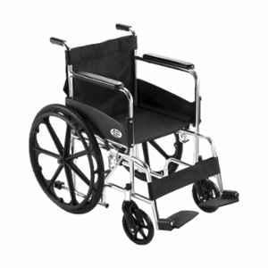 VMS 100kg Black & Steel Foldable Wheelchair with Safety Belt, VWE-1016