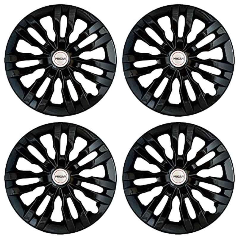 Prigan 4 Pcs 14 inch Polypropylene Black Universal Wheel Cover Set, Dzire T4 Black
