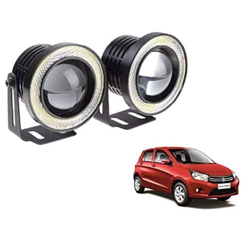 Kozdiko 2 Pcs 15W 3.5 inch High Power White LED Projector COB Fog Light Set with White Angel Eye Ring for Maruti Suzuki Celerio, koz_72520