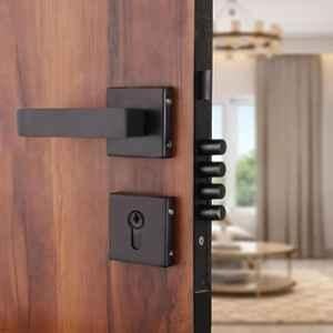 VIN KRAFT 60mm Stainless Steel Black Oxide Mortise Door Lock Handle Set with 3 Keys, ML104-ROSE-OSK-BLACK