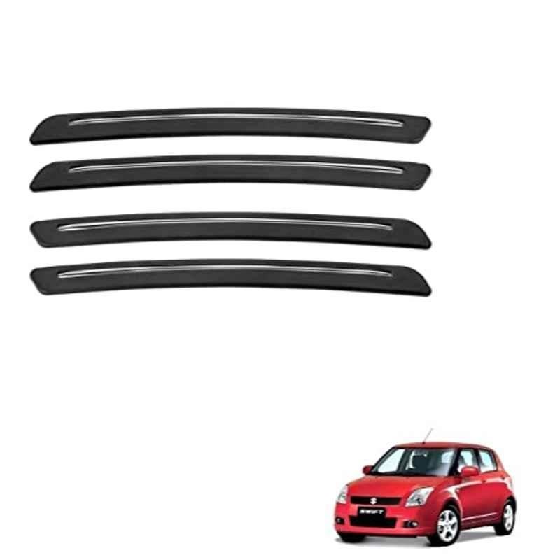 Kozdiko 4 Pcs Rubber Black Car Bumper Protector Set with Chrome Strip for Maruti Suzuki Old Swift