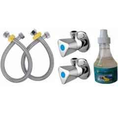 Senkiddpro Triangle 2 Pcs Stainless Steel Chrome Finish Angle Cock & Connection Pipe & Tap Shiner Combo