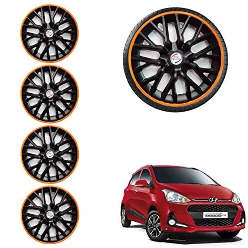 Auto Pearl 4 Pcs 14 inch ABS Black & Orange Car Wheel Cover Set for Hyundai i10 Grand 2017 Phoenix