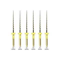 Waldent 6 Pcs W3 (20/4%) 21mm Wal-Flex Gold Rotary Files Set