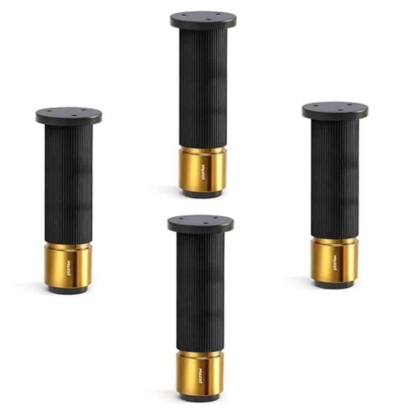 Plantex 6 inch Aluminium Black & Gold Modern Sofa Legs with Rubber Grip, DTS-77 (Pack of 4)