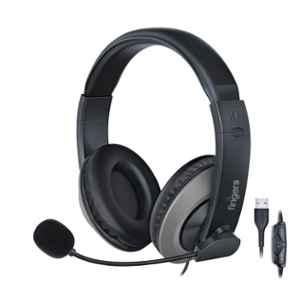 Fingers USB-Meet H2 Rich Black Plastic Wired Headphone with Mic, USB Plug & Play