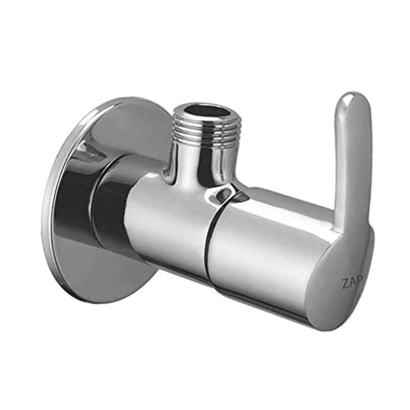 ZAP Prime Brass Chrome Finish Angle Cock Valve for Bathroom & Kitchen with Wall Flange (Pack of 12)