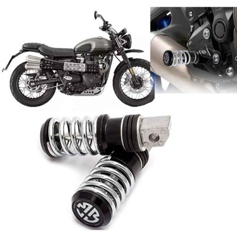 Auto Pearl 2 Pcs Steel Black Foot Rest Spring Coiled Set for Street Scrambler BS6