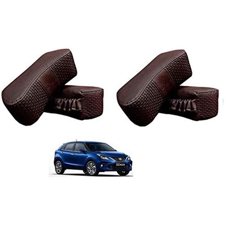 Kozdiko 4 Pcs CV Designer Cola Leatherite Neck Rest Car Cushion Pillow Set for Toyota Glanza
