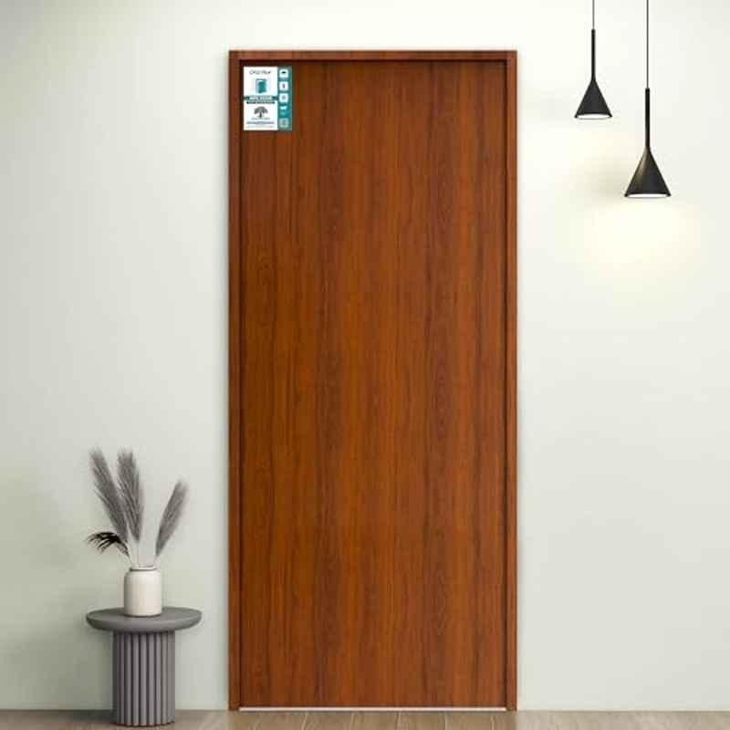 Plantex 30x81 inch 24kg 30mm 2.5x6.75ft Wooden Finish Classic Wooden WPC Doors for Water and Termite Proof, Home, Balcony, Office & Kitchen, Density-550