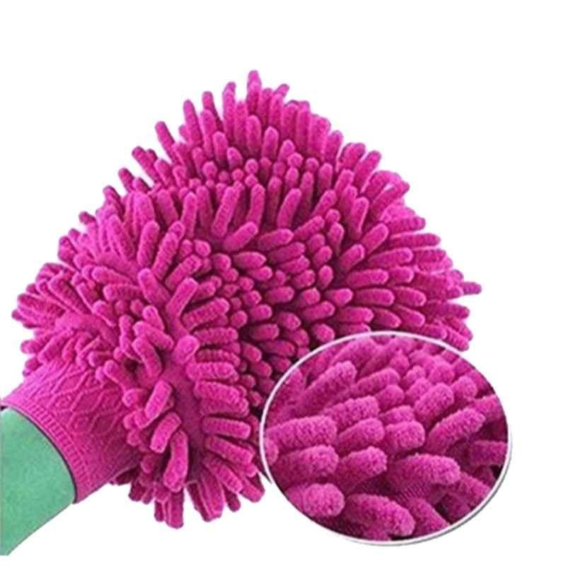 Riderscart Microfiber Pink Dust Cleaning Gloves
