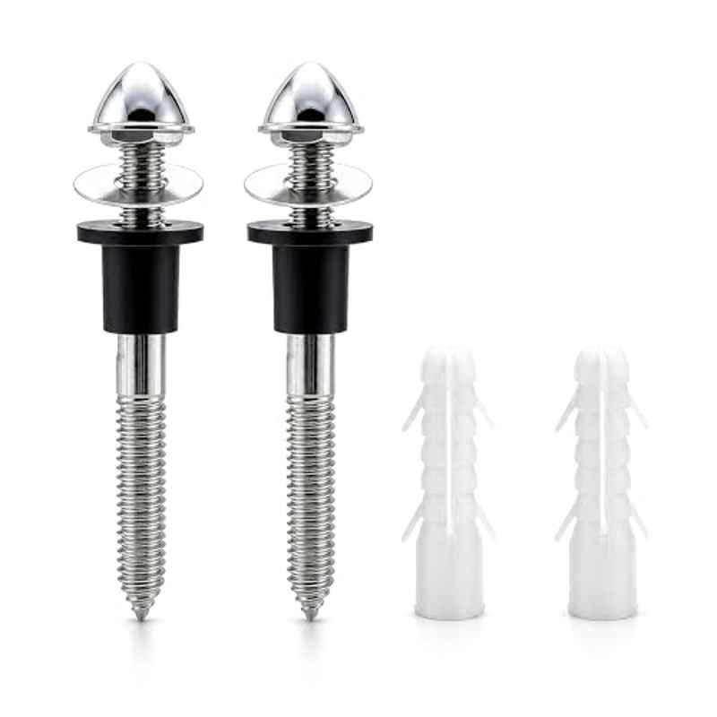Plantex Stainless Steel Chrome Rack Bolt for Wall Hung Commode/EWC 7 Inch, 16mm Thick Heavy Duty Wall Mount Commode Bolt Set with Complete Installation Accessories