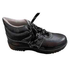 Safety Hub SH-022 Synthetic Leather Steel Toe Black High Ankle Work Safety Shoes, Size: 9