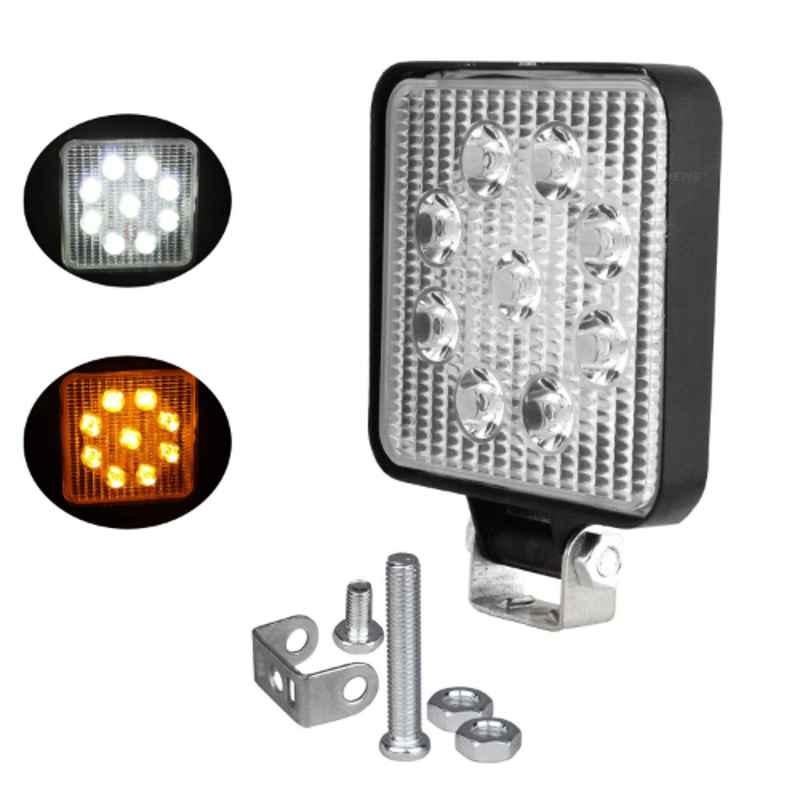 AllExtreme EX9LSYW1 27W 9 LED 4 inch White & Yellow Square Waterproof Flood Spot Fog Light