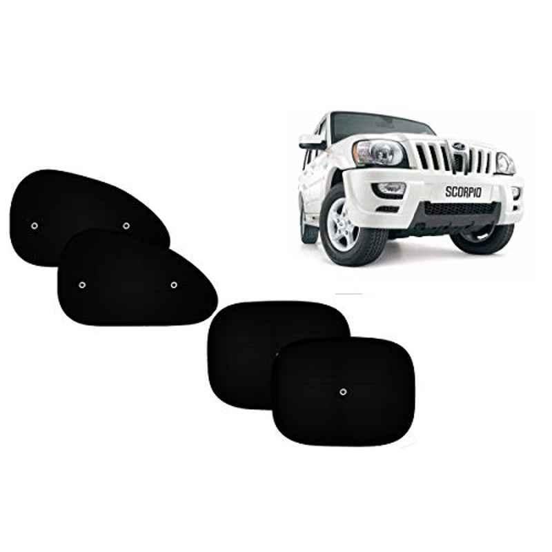 Auto Pearl 4 Pcs PVC & Mesh Black Window Side Sun Shade Set for Mahindra Scorpio
