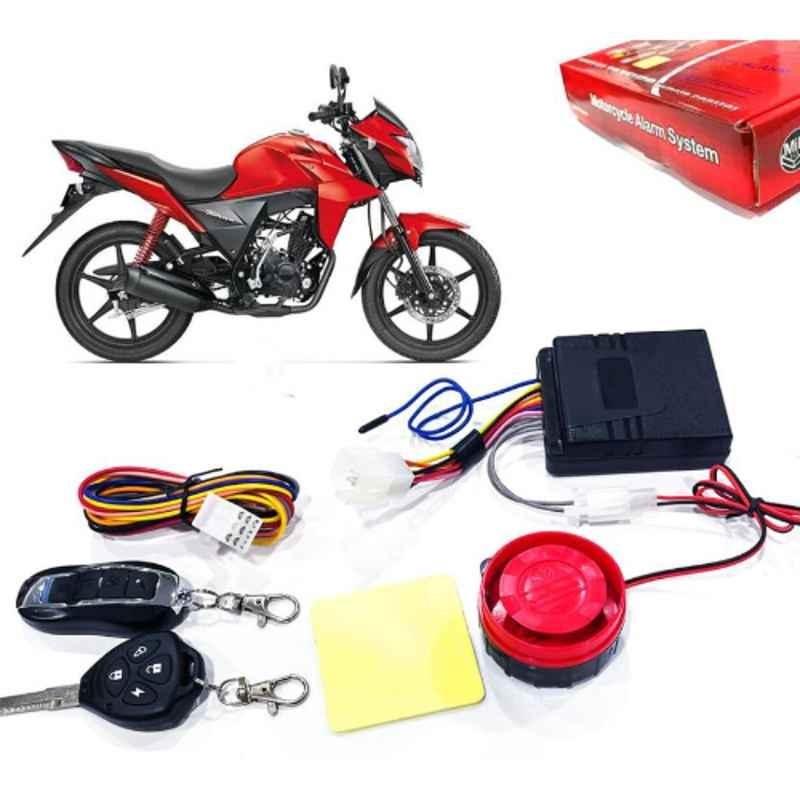 Auto Pearl 12V Black Two-Way Anti Theft Motorcycle Alarm Kit with 2 Pcs Remote for CB Twister