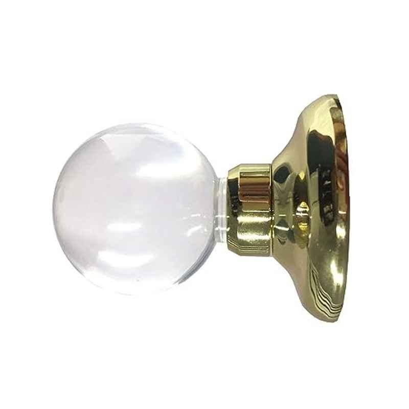 Robustline Acrylic Foggy & Clear Brass Plated Round Cabinet Knobs (Pack of 2)
