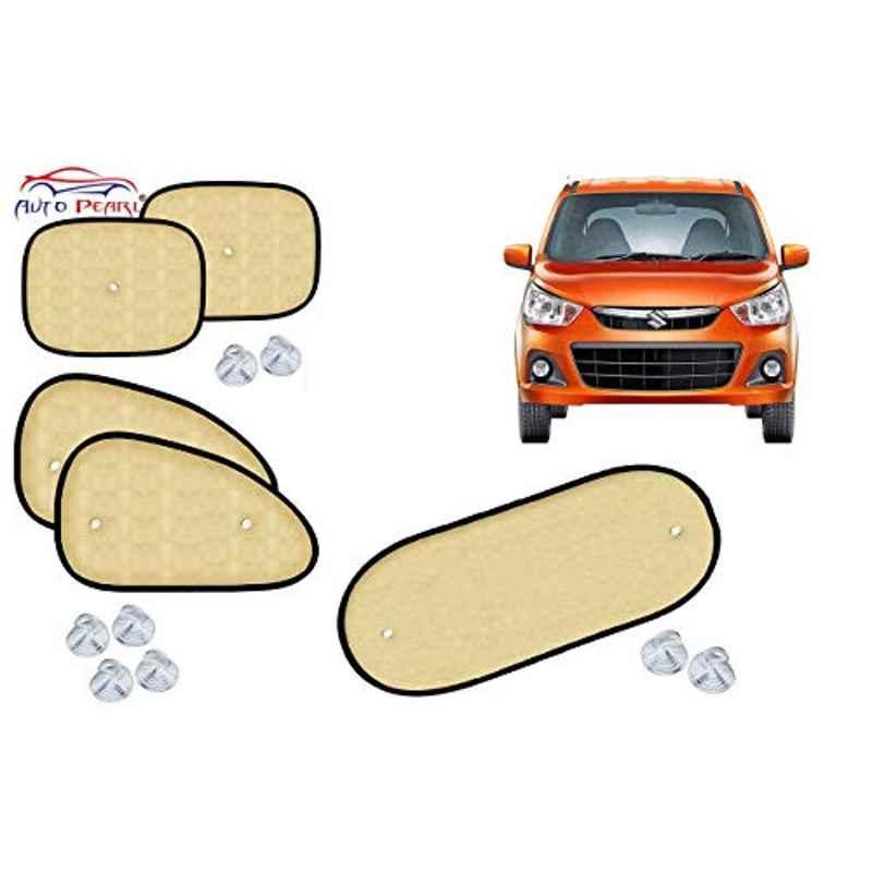 Auto Pearl 5 Pcs PVC & Mesh Beige Window & Rear Sun Shade Set for Maruti Suzuki Alto K10 New